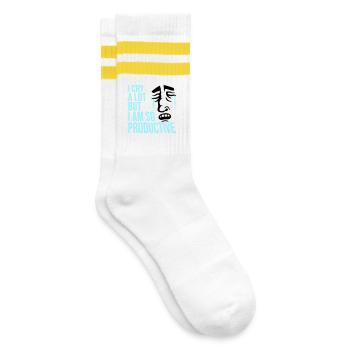 I Cry A Lot But I Am So Productive Lustig Emotion - Gestreifte Tennissocken - Weiß/Gelb - Rechts