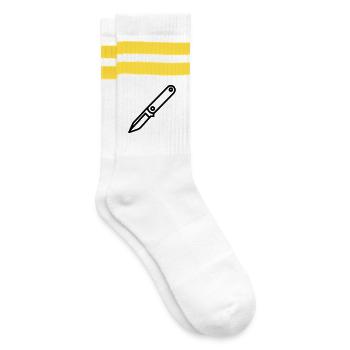 Messer - Gestreifte Tennissocken - Weiß/Gelb - Rechts