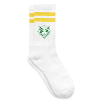 Zwillinge – Dualität & Balance - Gestreifte Tennissocken - Weiß/Gelb - Rechts