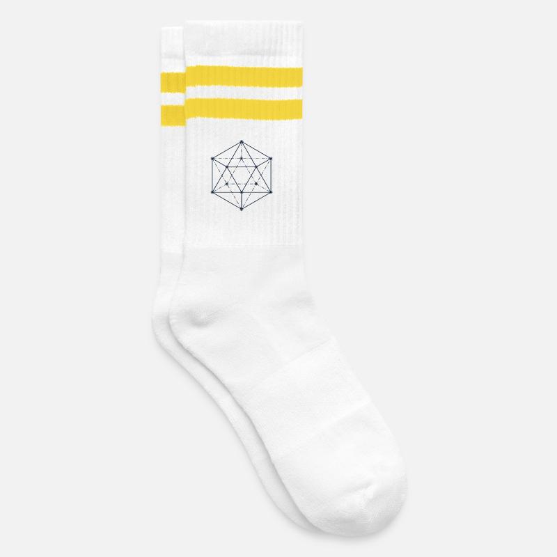 Blue Abstract Geometric Design - Striped tennis socks - white/yellow