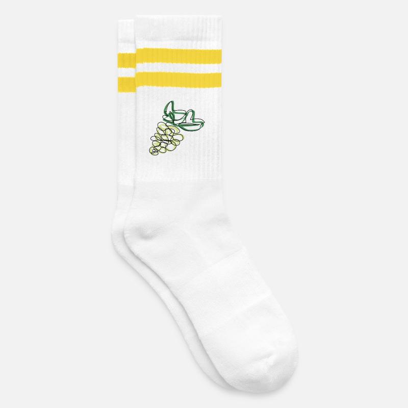 Lineart Grapes - Striped tennis socks - white/yellow