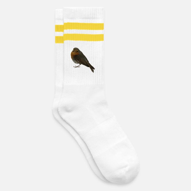 Robin - Striped tennis socks - white/yellow