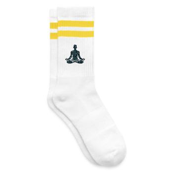 Meditative Pose - Striped tennis socks - white/yellow - Right
