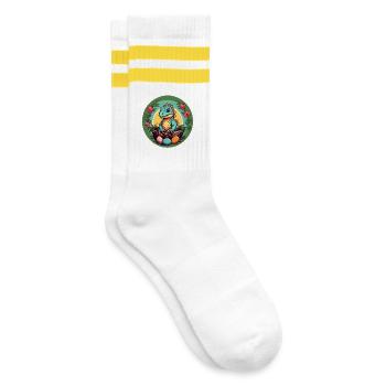 Dinobaby petit dinosaure dans le panier de Pâques - Chaussettes de tennis - blanc/jaune - Droite