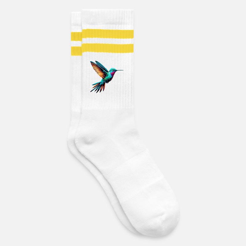 Kolibri - Gestreifte Tennissocken - Weiß/Gelb