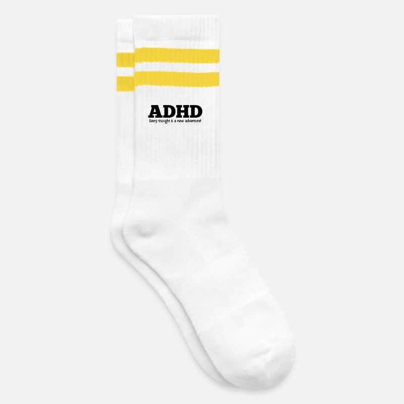 ADHS - Gestreifte Tennissocken - Weiß/Gelb