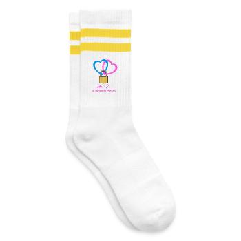 My heart is already taken - Striped tennis socks - white/yellow - Right