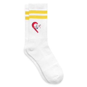 I love my bicycle - Bike and heart - Striped tennis socks - white/yellow - Right