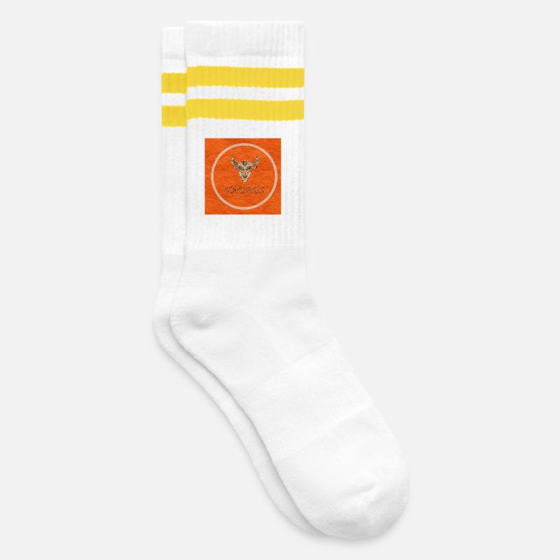 Stier - Gestreifte Tennissocken - Weiß/Gelb