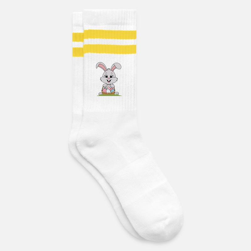 Cute Easter Rabbit - Striped tennis socks - white/yellow