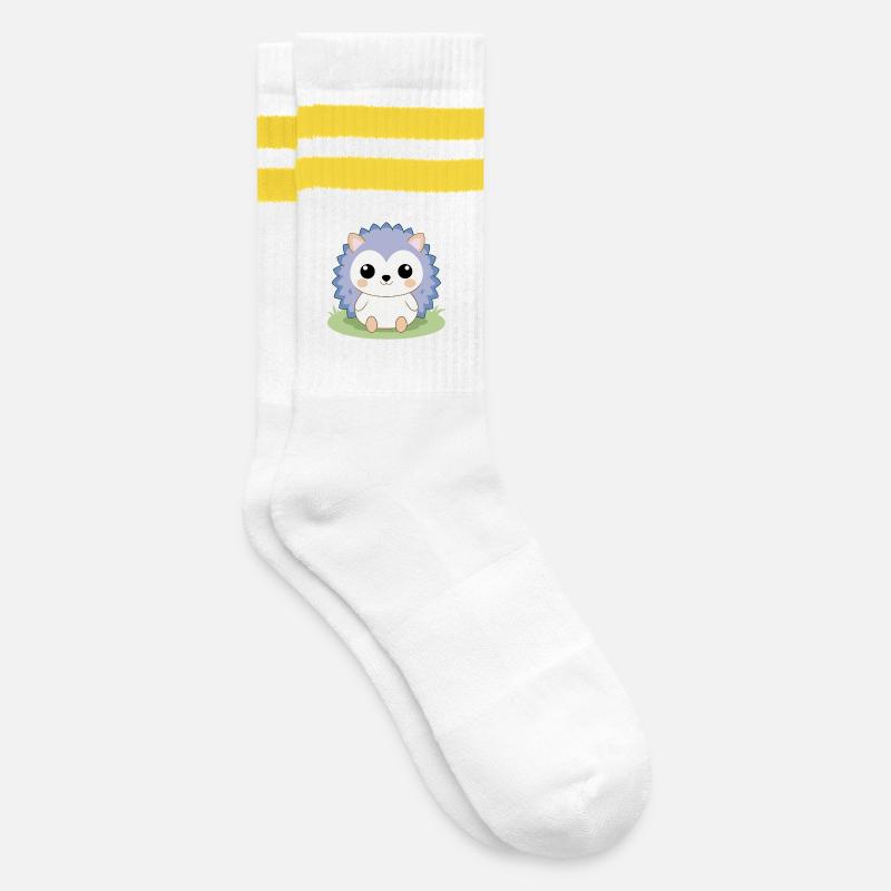 Bébé hérisson assis dans le jardin - Chaussettes de tennis - blanc/jaune
