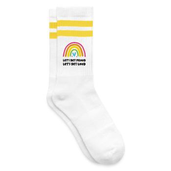 Mois de la fierté LGBT - Soyons fiers, faisons-nous entendre - Chaussettes de tennis - blanc/jaune - Droite