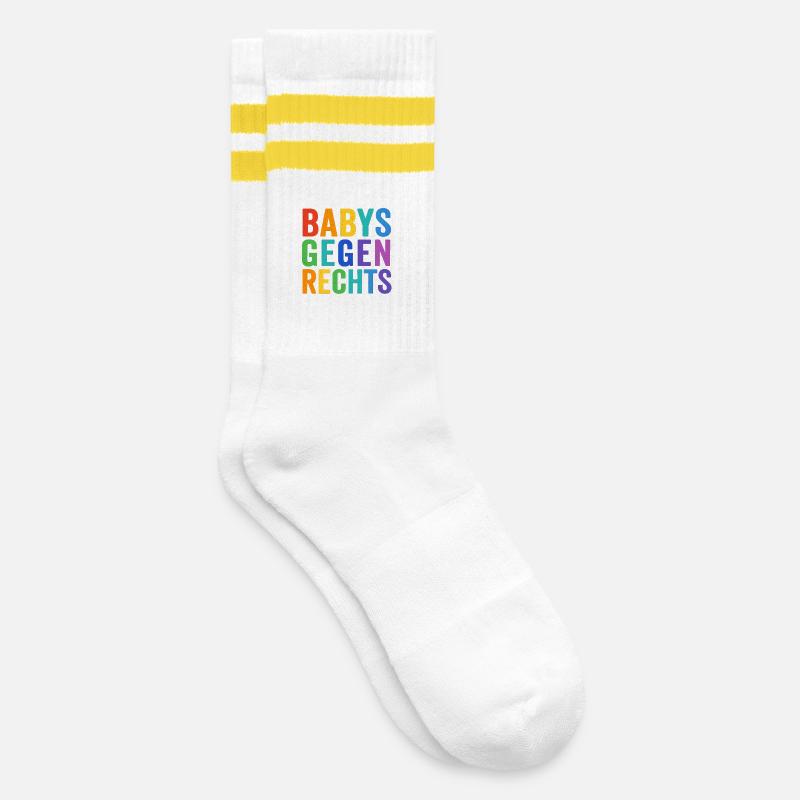Colourful commitment to diversity - Striped tennis socks - white/yellow