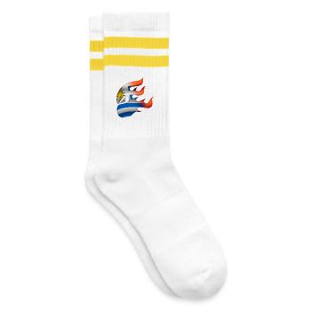 Flagge von Uruguay - Uruguay - Ninja - Gestreifte Tennissocken - Weiß/Gelb - Rechts