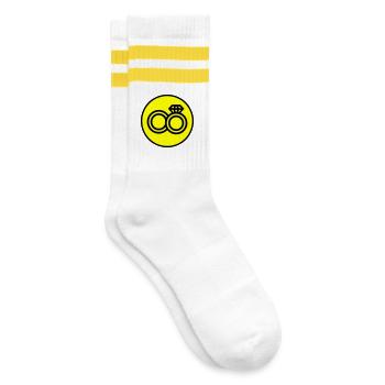 Eheringe Hochzeit Symbol - Gestreifte Tennissocken - Weiß/Gelb - Rechts