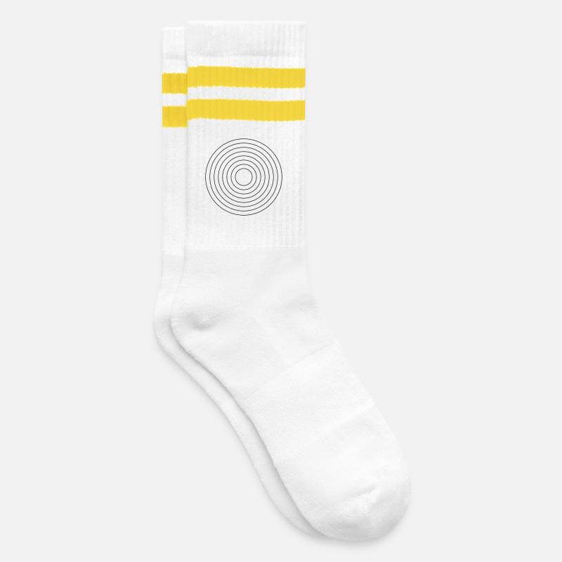 Abstract Colorful Geometric Pattern Design - Striped tennis socks - white/yellow
