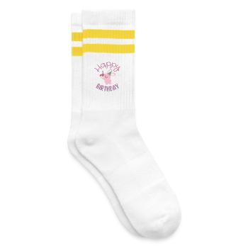 Happy birthday  - Chaussettes de tennis - blanc/jaune - Droite