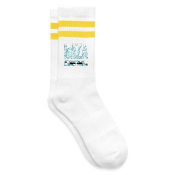 Ibiza Chameleon Art Design - Striped tennis socks - white/yellow - Right