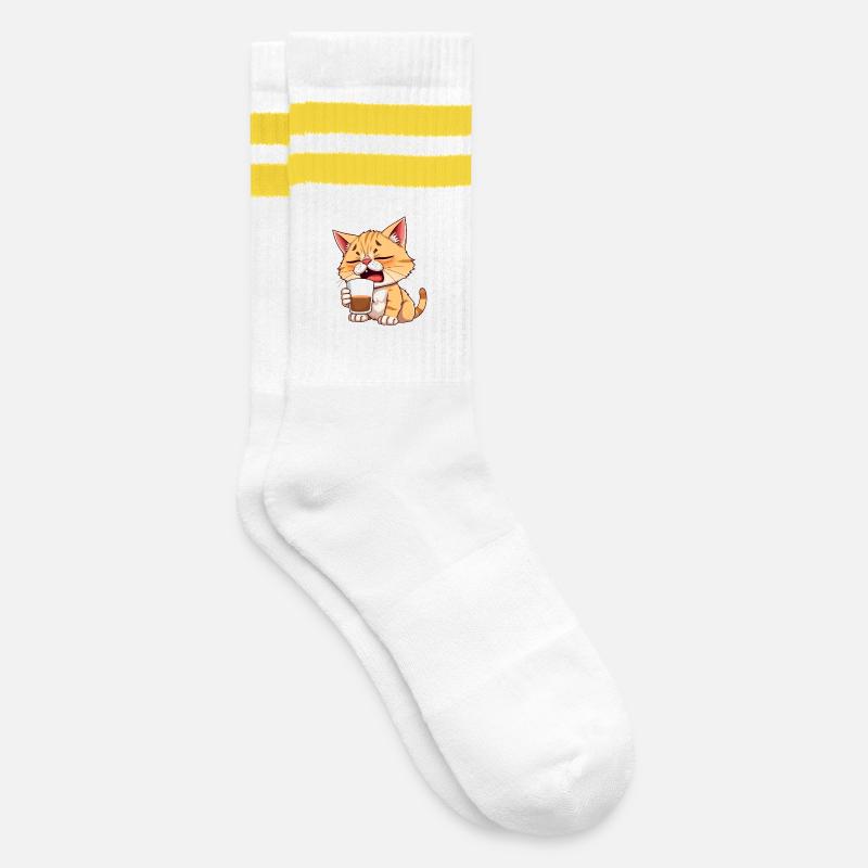 Katze_noch_nicht_wach - Chaussettes de tennis - blanc/jaune