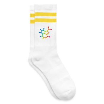 Trippy acid has visual effect - Gestreifte Tennissocken - Weiß/Gelb - Rechts