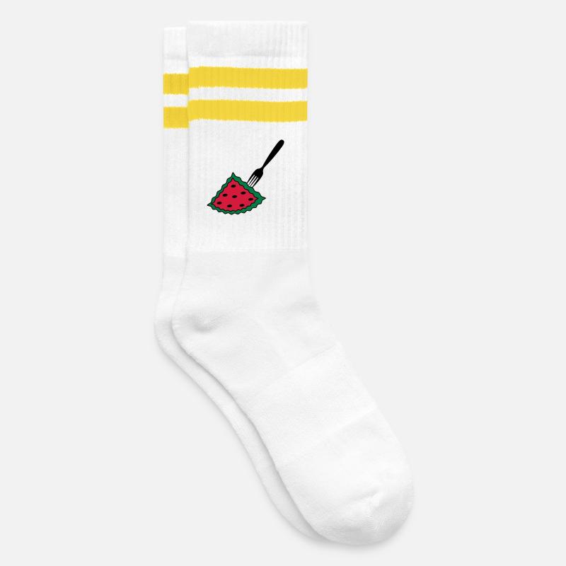 Melon avec fourchette - Chaussettes de tennis - blanc/jaune