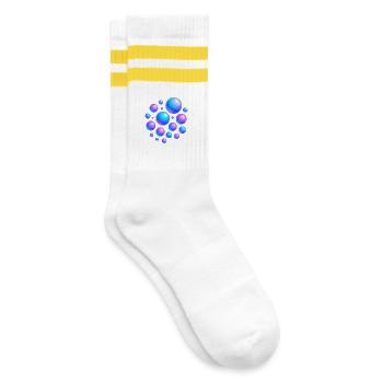 Irisierende Blasen Neonfarben - Gestreifte Tennissocken - Weiß/Gelb - Rechts