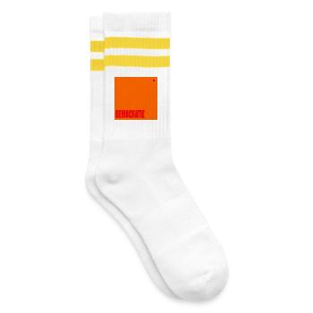 DEMOCRACY HEART - Striped tennis socks - white/yellow - Right