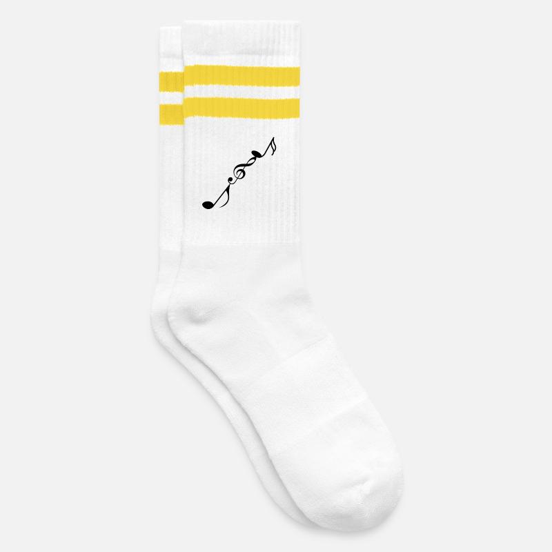 Musical notes - Striped tennis socks - white/yellow