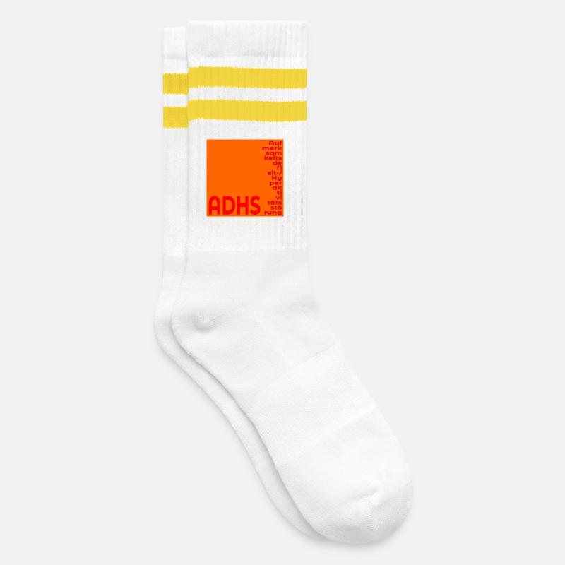 ADHD'S FOCUS CONCENTRATION - Striped tennis socks - white/yellow