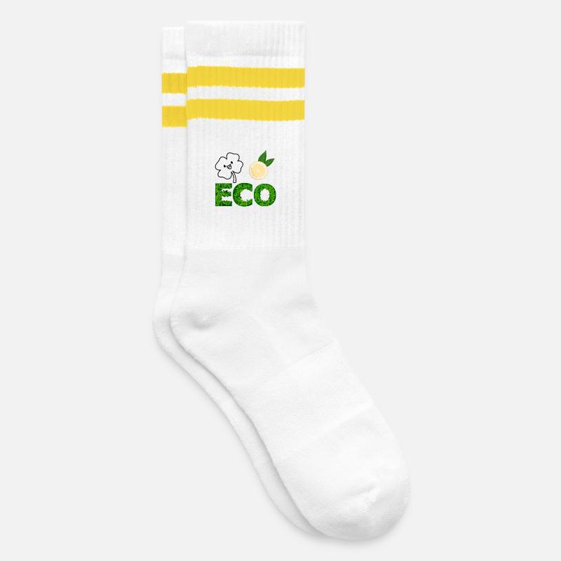 Eco Leaf Letters with Lemon Slice - Striped tennis socks - white/yellow