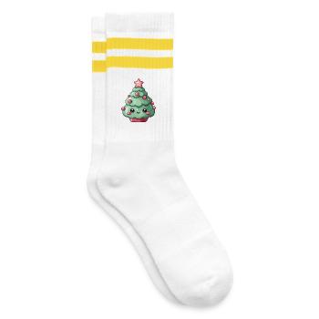 Breloque sapin de Noël kawaii - Chaussettes de tennis - blanc/jaune - Droite