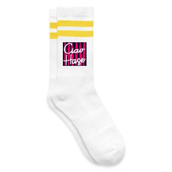 ABSCHIED LIEBLING HASE - Gestreifte Tennissocken - Weiß/Gelb - Rechts