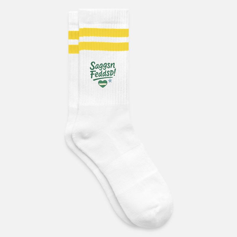 Saggsn_Feddsd- - Gestreifte Tennissocken - Weiß/Gelb