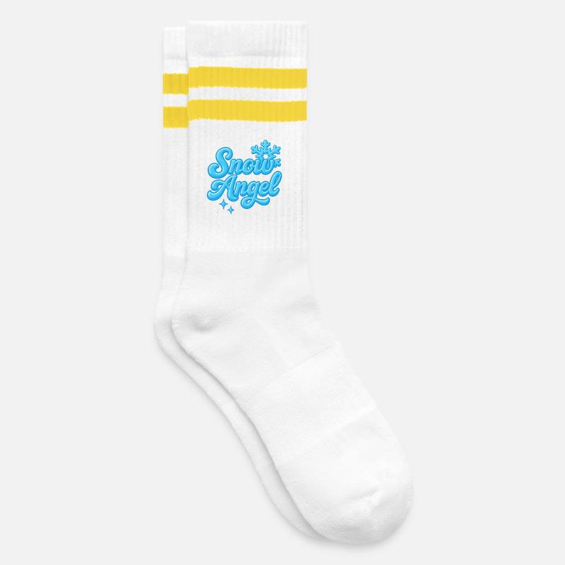 Angle de neige / Y2K Statement Design - Chaussettes de tennis - blanc/jaune