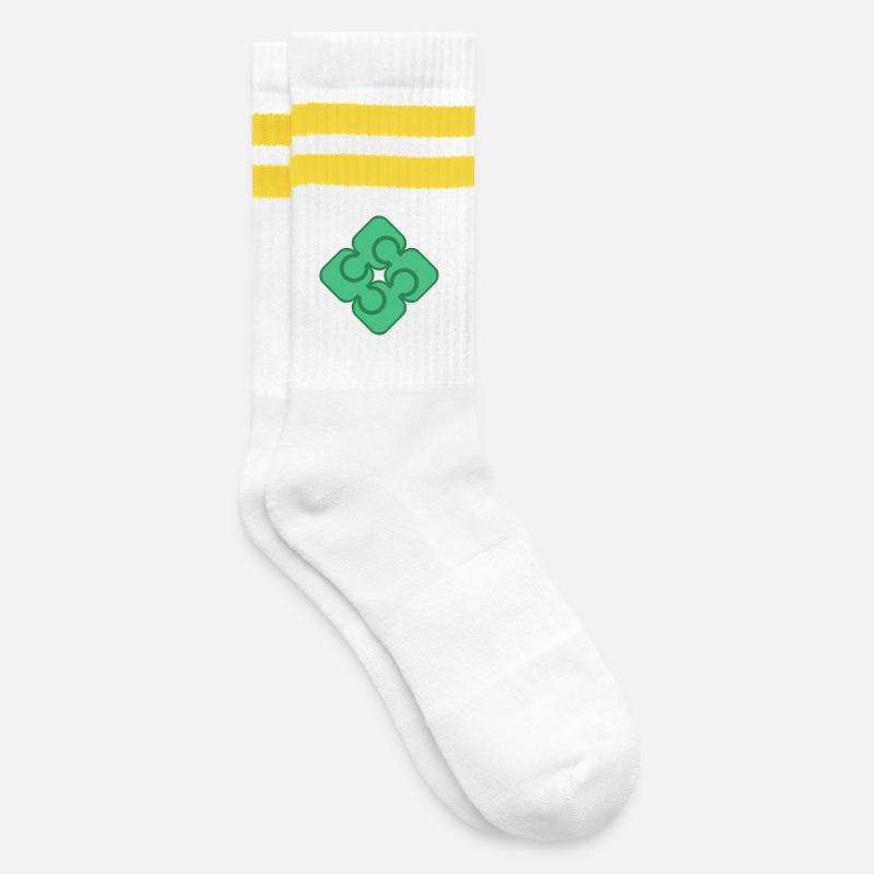 Interlocking Clover Motif - Striped tennis socks - white/yellow