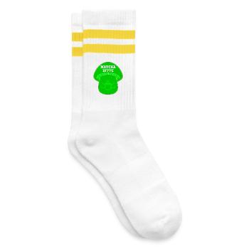 MATCHA TEE PILZE - Gestreifte Tennissocken - Weiß/Gelb - Rechts