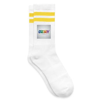 DZIRY Regenbogen Farbverlauf - Gestreifte Tennissocken - Weiß/Gelb - Rechts