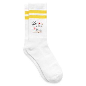 Liebe Bowling Gans - Gestreifte Tennissocken - Weiß/Gelb - Rechts