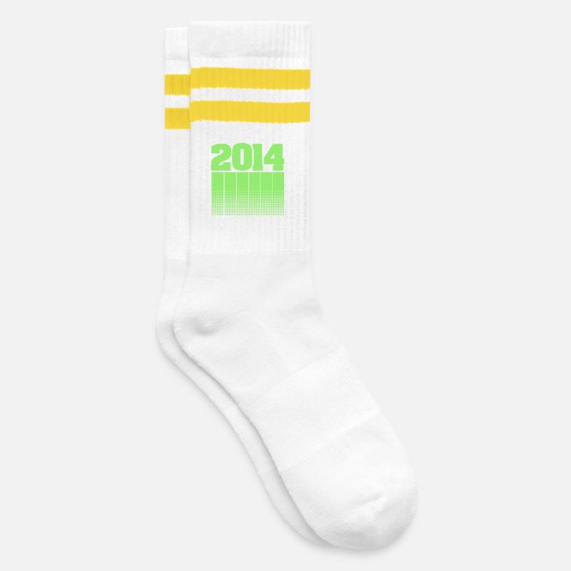 2014 2014 - Gestreifte Tennissocken - Weiß/Gelb