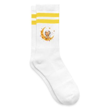 Souris astronaute endormie sur la Lune de fromage - Chaussettes de tennis - blanc/jaune - Droite