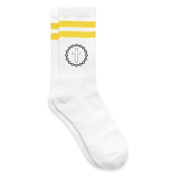 Croix et couronne d’épines - Chaussettes de tennis - blanc/jaune - Droite