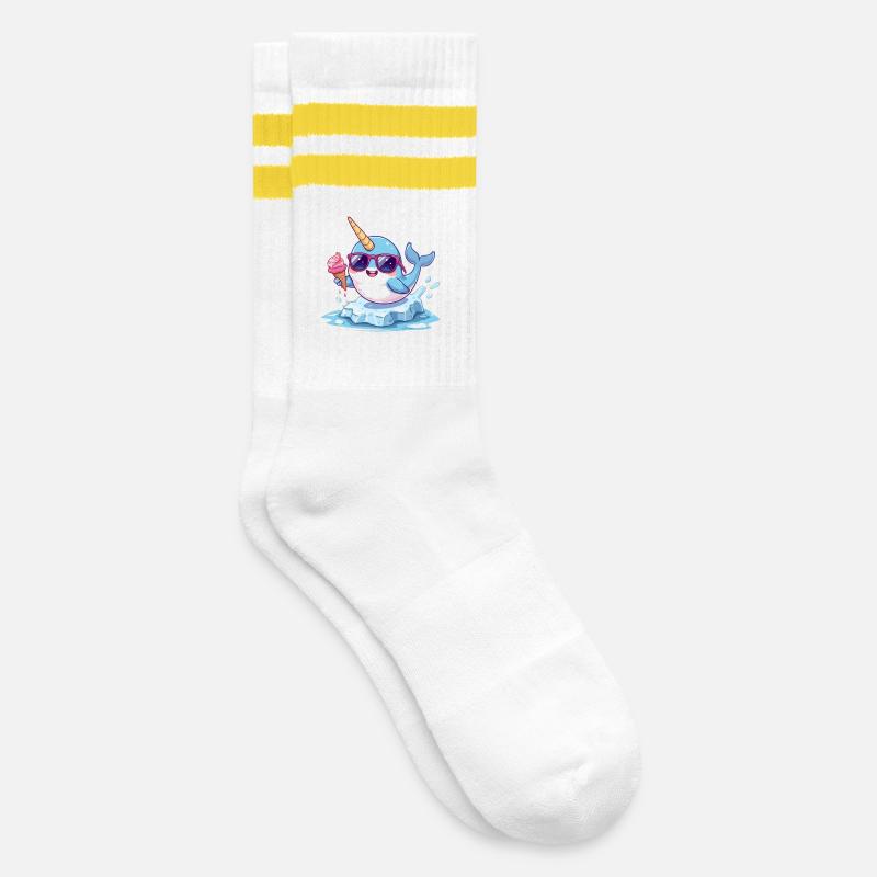 narval_glace - Chaussettes de tennis - blanc/jaune