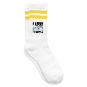 Präzisions-Zahntechniker-Getriebedesign - Gestreifte Tennissocken - Weiß/Gelb - Rechts