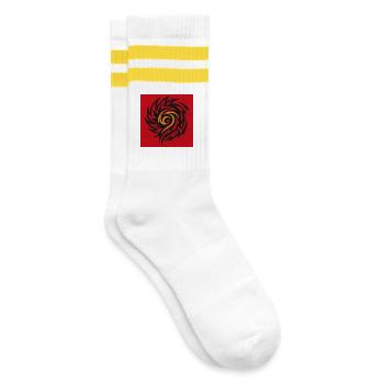Flammenspirale Tribal - Gestreifte Tennissocken - Weiß/Gelb - Rechts