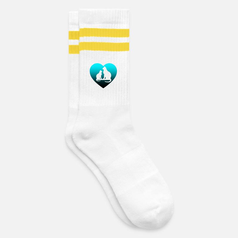 feline - Striped tennis socks - white/yellow