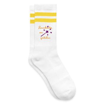 Réenchanter son quotidien - Chaussettes de tennis - blanc/jaune - Droite