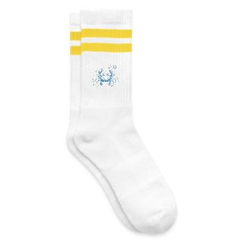 Blue Crab – Ocean Illustration - Striped tennis socks - white/yellow - Right