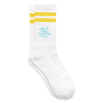 Silen Night Neon Cozy Vibes - Gestreifte Tennissocken - Weiß/Gelb - Rechts