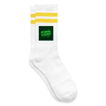 My path is strength - Striped tennis socks - white/yellow - Right