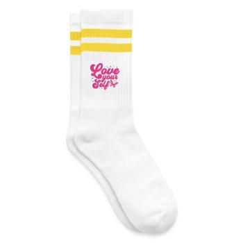 Love your Self - Striped tennis socks - white/yellow - Right